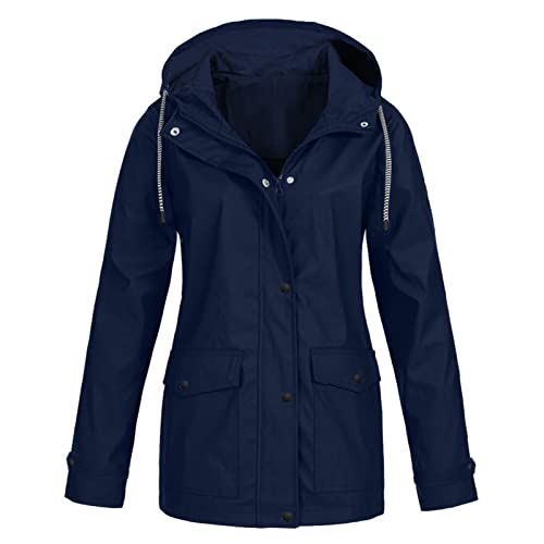 Regenjacke Herren Wasserdicht Atmungsaktiv, Regenjacke Damen Faltbar Fahrradjacke Damen, Regenjacke Mädchen Regenjacke Damen Lang Dünne Regenjacke Damen, Damen Softshelljacke（2-Navy,S) von Saymany