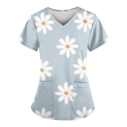 Saymany Arbeitskittel Damen, Große Größen Kassak Set Pflege Modern Ärztin Kostüm Sport Shirt Damen Kasacks Damen Pflege, Kittel Damen Berufskleidung Pflege Kleidung Damen(2-Gray,S von Saymany