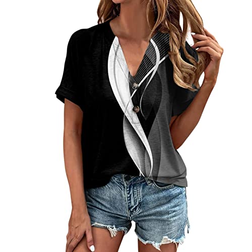 Saymany Blusen & Tuniken Für Damen Tunika Damen Sommer Elegant Blusen & Tuniken Für Damen Damen Tshirt Elegant Tunika Damen Sommer Damen Tunika Damen Tops Sommer Festliche Blusen Damen（1-Black,XXL von Saymany