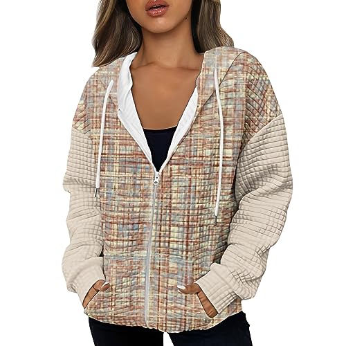 Saymany Hoodie Oversize Strickjacken Für Damen Y2k Damen Strickjacke Lang Zip Hoodie Damen Pullover Elegant Zip Hoodie Damen Jacke Damen Herbst Windjacke Damen Leicht Damen Strickjacke（2-Beige,XL） von Saymany