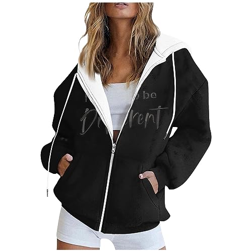 Saymany Hoodies Für Damen Damen Pullover Winter Übergangsjacke Damen, Hoody Damen Mit Kapuze Trachtenjacke Damen, Warmer Pullover Damen Winterpullover Damen Laufjacke Damen Winter(1-Black,L von Saymany