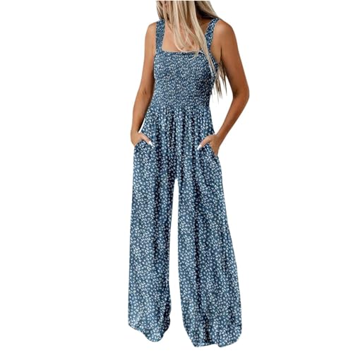 Saymany Jumpsuit Damen Elegant Ärmellos Einteiler Weite Hose Playsuit Mit Taschen Einfarbige Overall Jumpsuits Lässige Bequem Weite Sommerhose Romper Leichte Sommer Overalls Latzhose Casual Trägerhose von Saymany