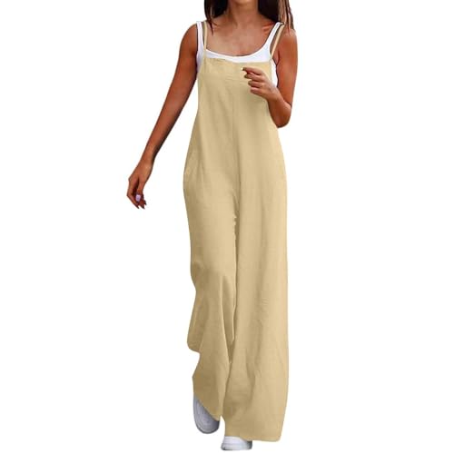Saymany Jumpsuit Damen Elegant Ärmellos Einteiler Weite Hose Playsuit Mit Taschen Einfarbige Overall Jumpsuits Lässige Bequem Weite Sommerhose Romper Leichte Sommer Overalls Latzhose Casual Trägerhose von Saymany