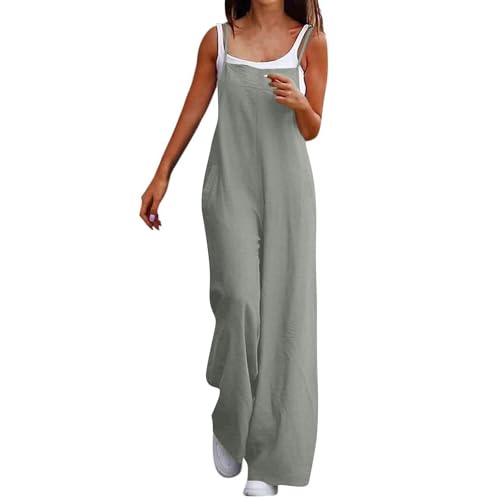 Saymany Jumpsuit Damen Elegant Ärmellos Einteiler Weite Hose Playsuit Mit Taschen Einfarbige Overall Jumpsuits Lässige Bequem Weite Sommerhose Romper Leichte Sommer Overalls Latzhose Casual Trägerhose von Saymany
