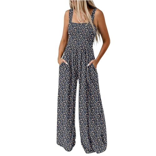 Saymany Jumpsuit Damen Elegant Ärmellos Einteiler Weite Hose Playsuit Mit Taschen Einfarbige Overall Jumpsuits Lässige Bequem Weite Sommerhose Romper Leichte Sommer Overalls Latzhose Casual Trägerhose von Saymany