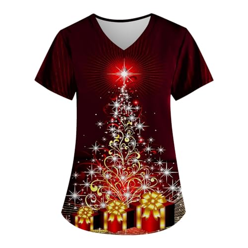 Saymany Kasack Damen, Kasacks Damen Hose Kasack Damen Mit Druck Kasaks Altenpflege Damen, Kasack Weihnachten Schlupfkasack Damen Pflege Pflege Kleidung Damen Kittel Damen Berufskleidung（5-Black,3XL von Saymany