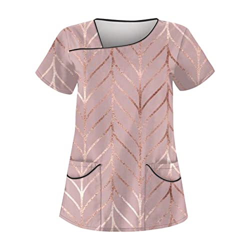 Saymany Kasack Damen Berufskleidung Kasacks Damen Pflege Pflege Kleidung Kasacks Damen Pflege Nurse Uniformen Krankenpfleger Kleidung Kasaks Altenpflege Damen Krankenschwester Kleidung(6-Pink,L) von Saymany