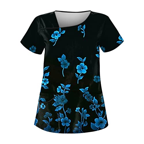 Saymany Kasack Damen Berufskleidung Pflege - Nurse Uniform Women Altenpflege Herren (2-Blue, 4XL) von Saymany