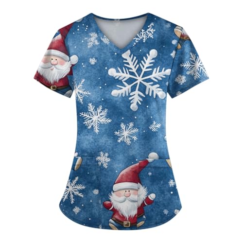 Saymany Kasack Damen Kurze Medizinische Kurz Uniformen Weihnachten Medizinisches Arbeitshemd Arbeitsärmel Tasche Krankenpfleger Pflege Kasack Schlupfkasack Kasack Damen von Saymany