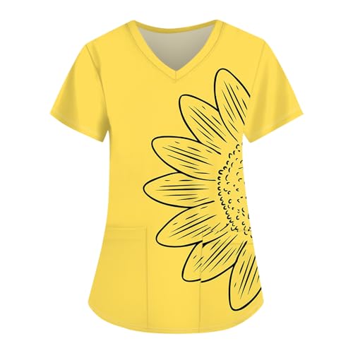 Saymany Kasack Damen Pflege, Weihnachtsbluse In Großen Größen, Berufsbekleidung, Sport Oberteile, Arbeitskleidung (3-Fluorescence Yellow, XXL) von Saymany