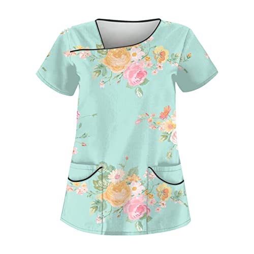 Saymany Kasaks Altenpflege Damen Kasacks Damen Pflege Pflege Kleidung Kasack Damen Berufskleidung Damen Kasacks Medizinische Kleidung Damen Kasacks Damen Pflege Kleidung Mit Motiv(6-Mint Green,5XL) von Saymany