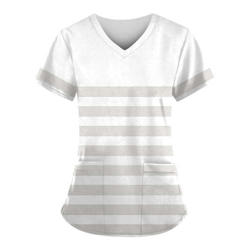 Saymany Kasaks Altenpflege Damen Kleidung Damen Kasacks Pflege Op Kleidung Shirt Damen Elegant Kittel Damen Berufskleidung, Arzt Kostüm Damenbekleidung In Großen Größen(3-Light Gray,L von Saymany