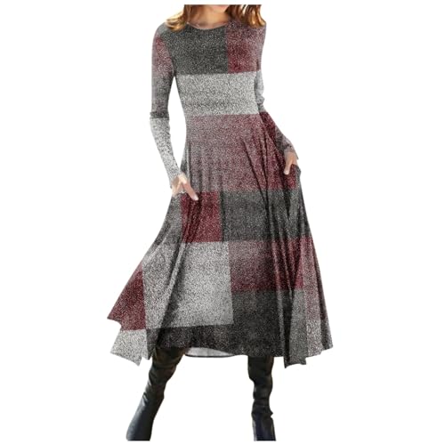 Saymany Kleider Damen Herbst Festliche Kleider Kleid Festlich Weihnachtskleider Damen Abendkleid Damen Abendkleid Lang Cocktailkleider Kleid Herbst Damen Strickkleid Damen Herbst Lang(4-Wine,M) von Saymany