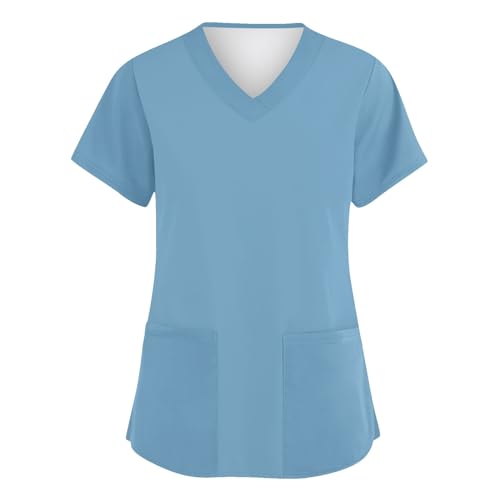 Saymany Last Minute Angebote Kasack Für Damen Kurzarm Altenpflege Blusen Arbeitskleidung Locker Medizin Pflegebekleidung Kostüm Krankenpflege Und Altenpflege Kasack von Saymany