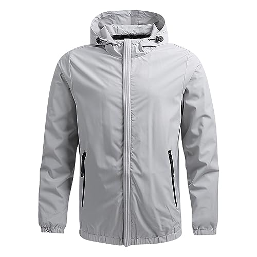 Saymany Regenjacke Herren,Outdoorjacke mit Kapuze Atmungsaktiv Wasserdicht Wetterfest Windbreaker Übergangsjacke Leicht Regenjacke Winddicht Windbreaker Funktionsjacke für Wandern Fahrrad Camping von Saymany