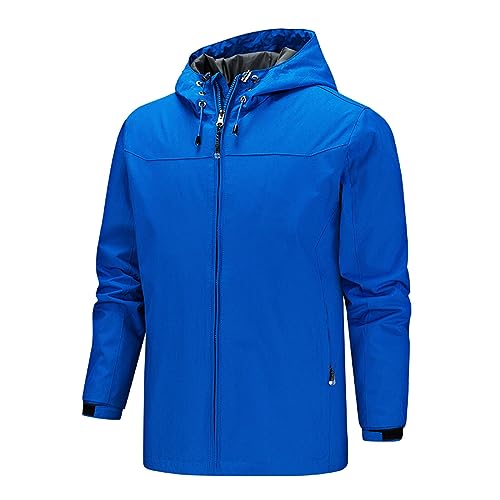 Saymany Regenjacke Herren,Outdoorjacke mit Kapuze Atmungsaktiv Wasserdicht Wetterfest Windbreaker Übergangsjacke Leicht Regenjacke Winddicht Windbreaker Funktionsjacke für Wandern Fahrrad Camping von Saymany