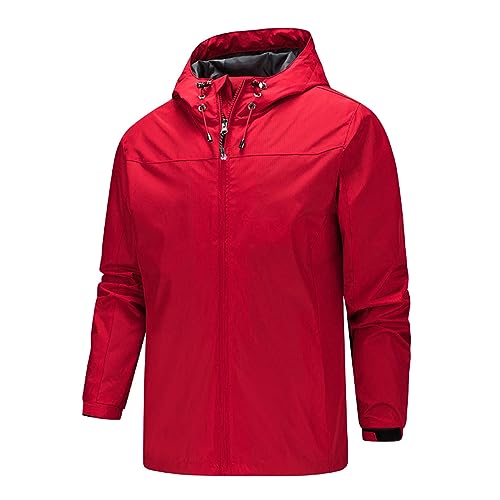 Saymany Regenjacke Herren,Outdoorjacke mit Kapuze Atmungsaktiv Wasserdicht Wetterfest Windbreaker Übergangsjacke Leicht Regenjacke Winddicht Windbreaker Funktionsjacke für Wandern Fahrrad Camping von Saymany