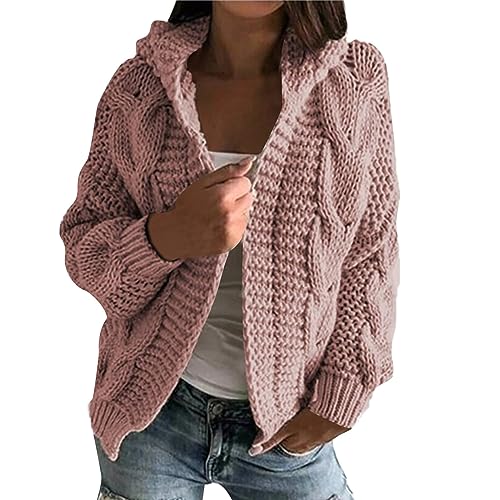 Saymany Grobstrick Strickjacke Damen Lang - Weiße, Blaue, Kurze Strickjacken Für Damen - Blazer Schwarz (2-Pink, XXL) von Saymany