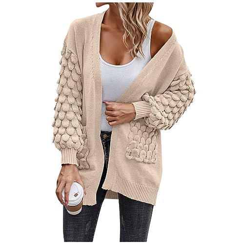 Saymany Strickjacke Kurz Longstrickjacke Damen Lange Strickjacke Damen, Strickjacke Mit Kapuze Oversize Strickjacke Damen Wolljacke Damen Cardigan Damen Sommer Rote Strickjacke Damen(4-Beige,S) von Saymany