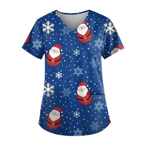 Saymany Weihnachts Kasack Damen Pflege Weihnachts Motiv Weihnachtsdruck Krankenpflege Und Altenpflege Lässig Arbeitskleidung Schlupfkasack Kasack Pflege Weihnachten Kasack Damen Motiv von Saymany