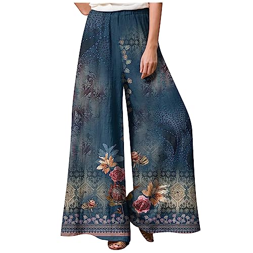 Sommerhosen Damen Leicht Und Luftig,Leichte Sommerhose Herren Damen Hose Stoffhose Damen Sommer,Stoffhose Damen Leichte Hosen Damen Sommer Culottes Hosen Damen,Damen Culotte-Hose(1-dark blue,5XL) von Saymany