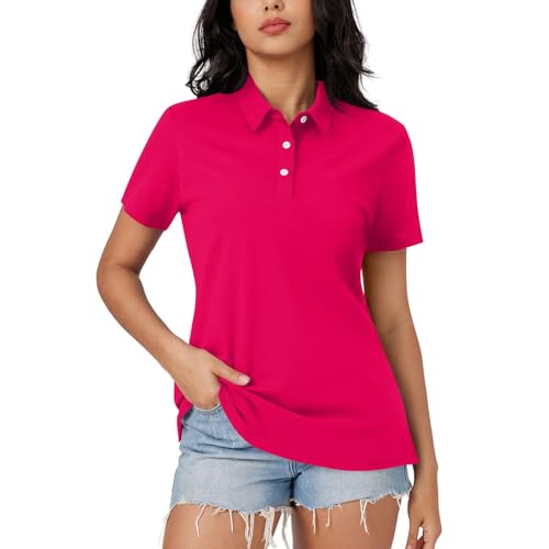 Sportshirt Damen Kurzarm Lässig Blusenshirt Damen Langarm Sportkleidung Damen Tshirt Damen Shirt Langarm Sport Damen Poloshirt Damen Sportshirt Damen Kurzarm Shirt Damen Langarm（1-Hot Pink,3XL von Saymany