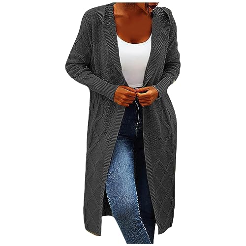 Strickjacke Kurz Trachten Strickjacke Damen Damen Strickmantel Lang Kurze Strickjacke Damen Cardigan Damen Elegant Strickweste Damen Lang Grobstrickjacke Damen Strickjacke Kurz Damen(Dunkelgrau,S) von Saymany