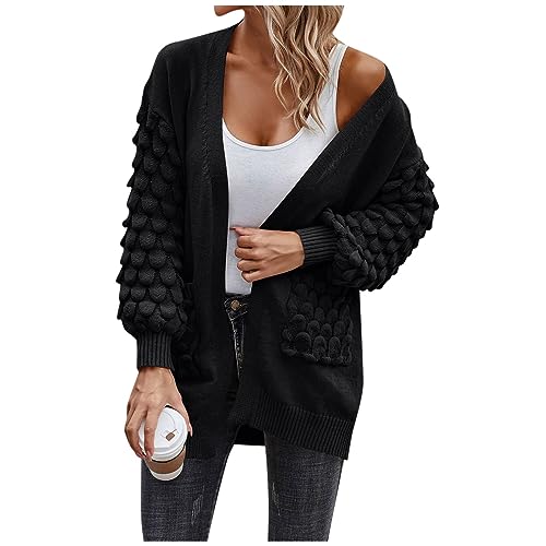 Strickjacke Lang Trachtenweste Damen Damen Cardigan Lang Strickcardigan Damen Cardigan Damen, Strickjacke Damen Strickjacke Damen Blau Strickjacke Damen Lang Mit Kapuze(4-Black,S) von Saymany