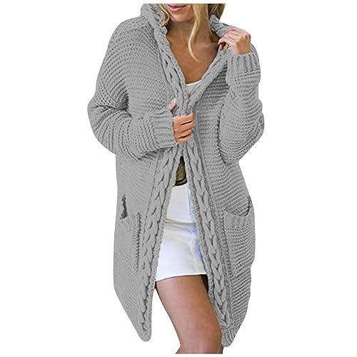 Strickjacken Für Damen, Long Cardigan Damen Damen Strickjacke, Wolljacke Damen Strickjacke Schwarz Damen Strickjacke Damen Blau Dicke Strickjacke Damen Strickjacken Für Damen(Light Gray,M) von Saymany