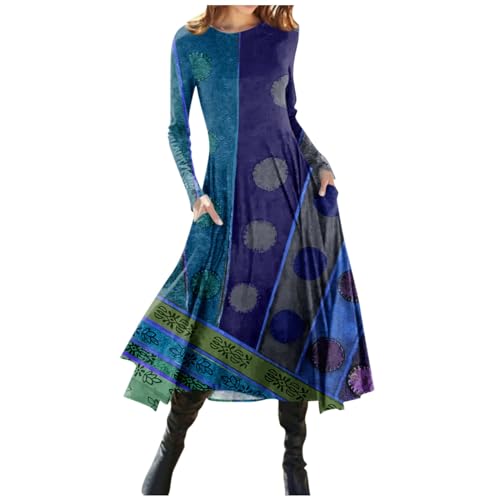 Strickkleid Damen Herbst Sportbekleidung Für Damen Kapuzenkleid Damen Herbst Kleid Halloween Kleid Blusenkleid Kleid Schwarz Damen Elegant Strickkleider Damen Damenkleider Elegant(3-Blue,L) von Saymany