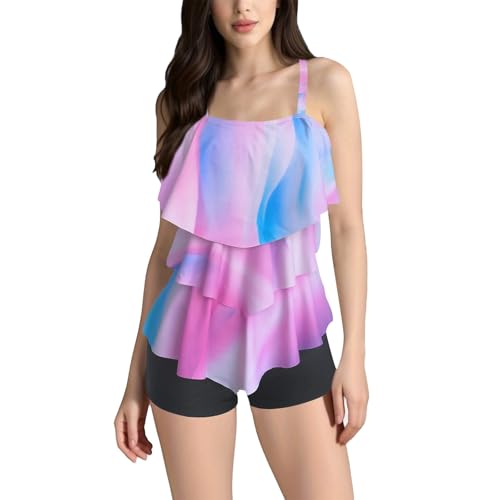 Tankini Damen Freizeit Badebekleidung Beachwear Gepolsterte Bademode Tankini Push Up Oberteil Mit Badeshorts Swimsuit Tankinioberteil Und Badeshorts von Saymany