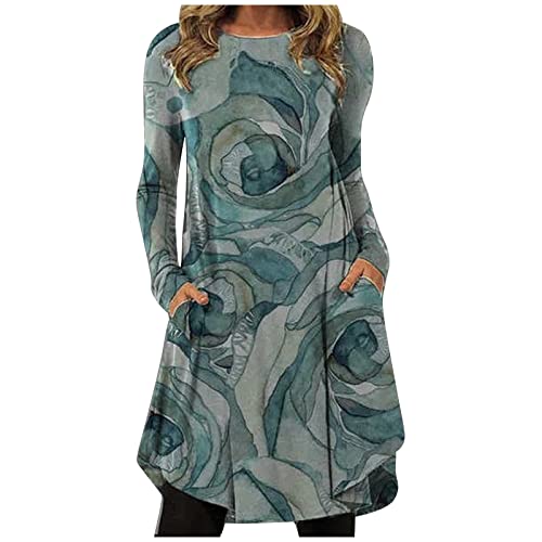 Winterkleid Damen Langarm Herbstkleid Lose Kleider Party Cocktailkleid Herbst Mini Kleid A-Linie Cocktailkleid Damen Hoodie Kleid Retro Kleider Pulloverkleid Tunika Kleid von Saymany