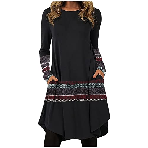 Winterkleid Damen Langarm Herbstkleid Lose Kleider Party Cocktailkleid Herbst Mini Kleid A-Linie Cocktailkleid Damen Hoodie Kleid Retro Kleider Pulloverkleid Tunika Kleid von Saymany