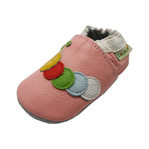 SAYOYO Caterpillars WeichesLeder Lauflernschuhe Krabbelschuhe Babyschuhe, 17/18 (0-6) S Monate, Rosa von SAYOYO