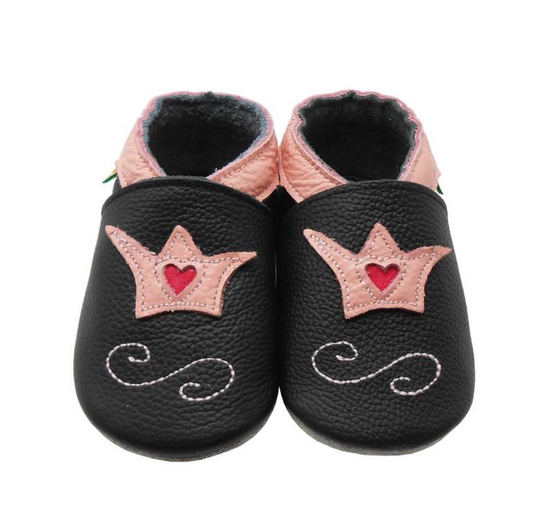 Sayoyo Lederpuschen baby Lauflernschuhe Hausschuhe Weiche 100% Leder Schwarz Hausschuh von Sayoyo