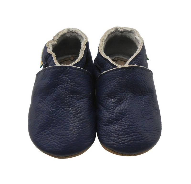 Sayoyo Weiche Leder Lauflernschuhe Hausschuhe Lederpuschen Dunkelblau Krabbelschuh (100% Leder) elastisch von Sayoyo
