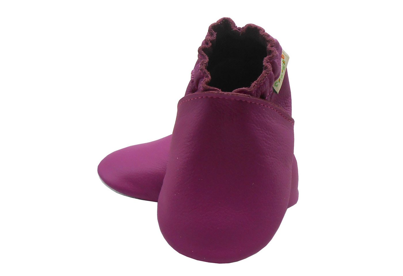 Sayoyo Weiche Leder Lauflernschuhe Hausschuhe Lederpuschen Lilarot Lauflernschuh (Handgenäht, weiche, leichte, flexible, rutschfest) 100 % echtes Leder von Sayoyo
