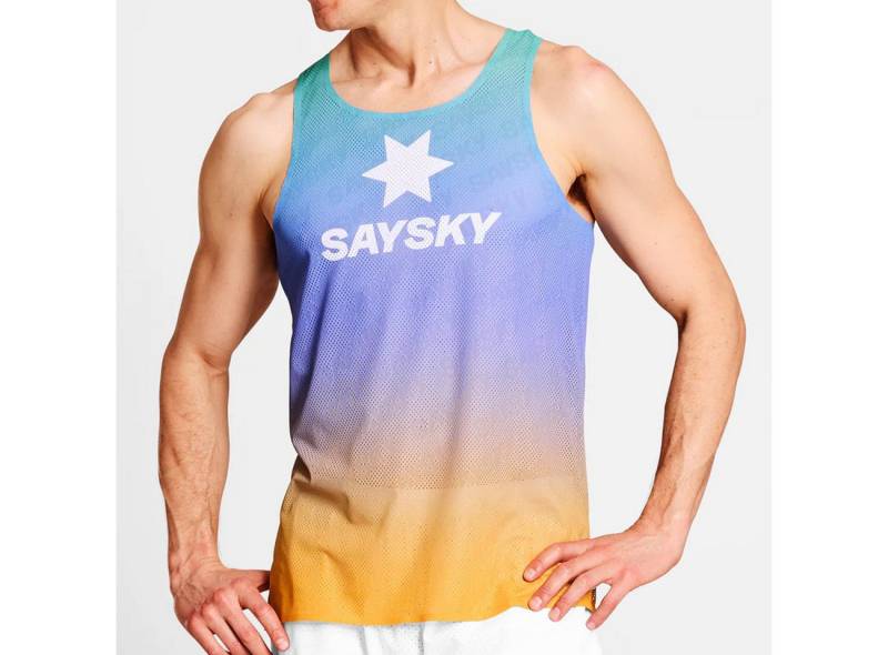 Saysky Laufhose Saysky Drip Dye Flow Air Singlet Purpe AOP von Saysky