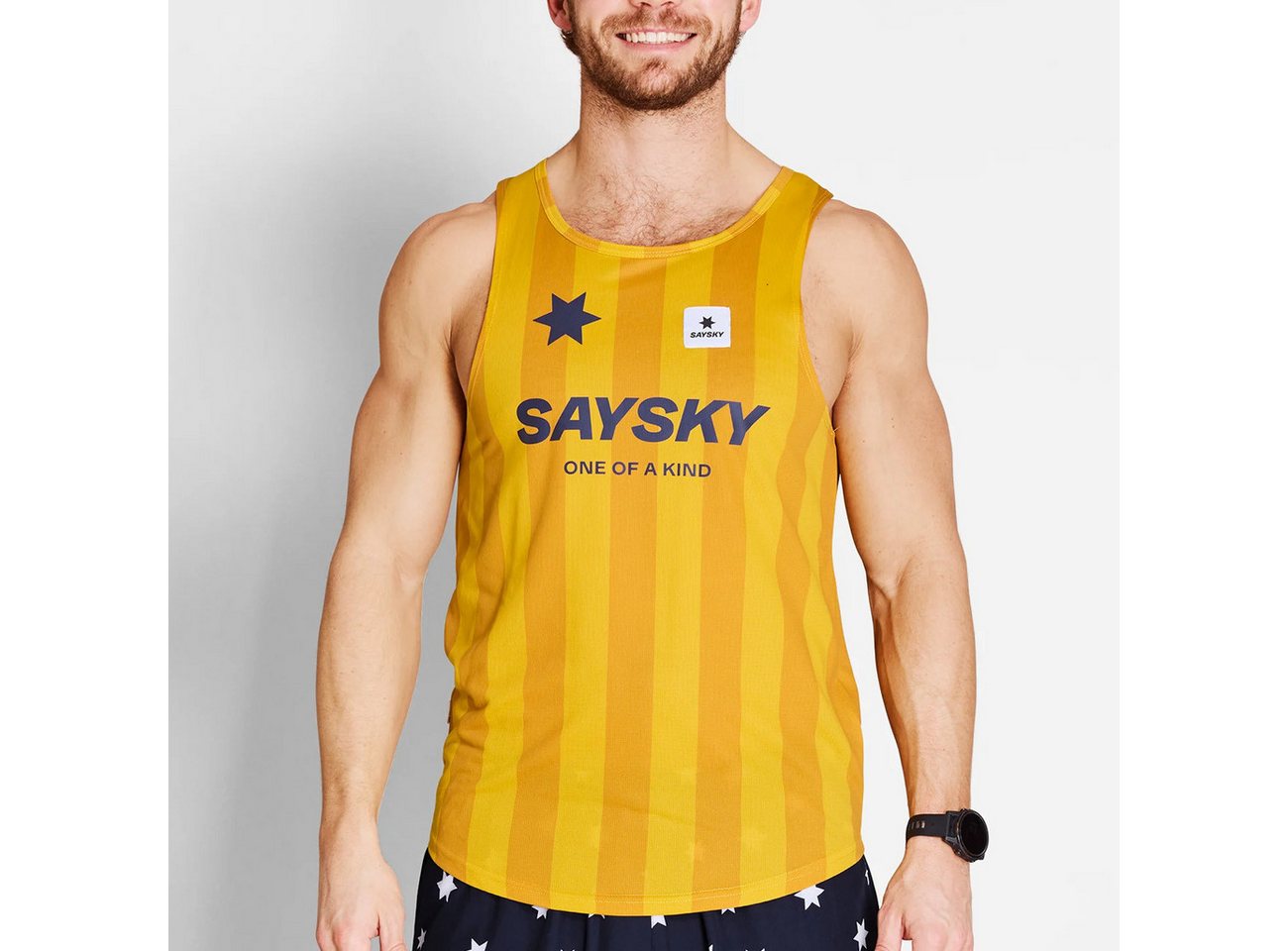 Saysky Laufshirt Saysky Stripe Combat Singlet Yellow von Saysky
