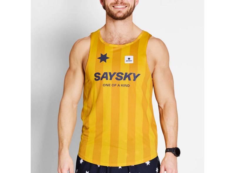 Saysky Laufshirt Saysky Stripe Combat Singlet Yellow von Saysky