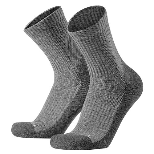 Saztins 1 Paar Merino Wandersocken für Herren Damen, Atmungsaktiv Crew Sportsocken 43-46 39-42 (DE/NL/SE/PL, Numerisch, 43, 47, Regular, Regular, Grau) von Saztins