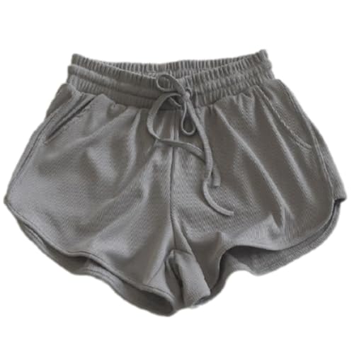 Ice Silk Ribbed Wide Leg Sweat Shorts for Women Drawstring Elasatic Waist Casual Lounges Athletic Shorts with Pockets von Sbshiouu