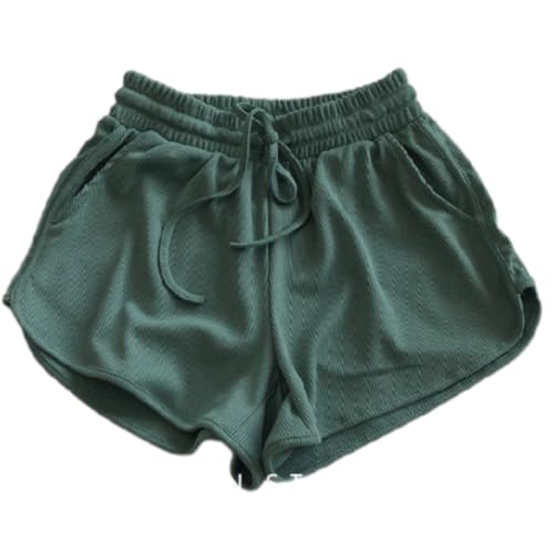 Ice Silk Ribbed Wide Leg Sweat Shorts for Women Drawstring Elasatic Waist Casual Lounges Athletic Shorts with Pockets von Sbshiouu