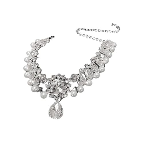 Sbshiouu Elegante, französisch inspirierte Wassertropfen-Halskette, funkelnde Kristall-Strasssteine, verstellbare Halskette von Sbshiouu