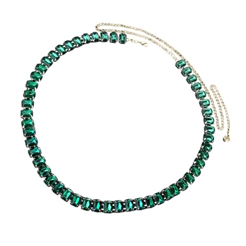 Sbshiouu Elegante, verstellbare grüne Kristall-Fransen, Taillenkette, Taillenperle, Ornament für Damen, stilvoller Körperschmuck, 115 cm , Strasssteine von Sbshiouu
