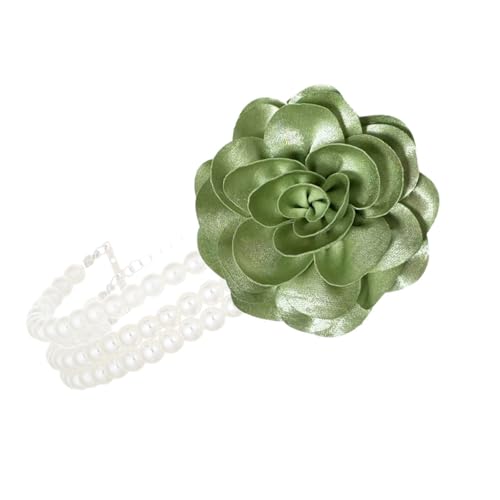 Sbshiouu Elegante Halskette mit floralem Charm, verstellbare Kette für empfindliche Haut, künstliche Perlen, Schmuck für Damen, 30*2.5CM, Kunstperlen von Sbshiouu