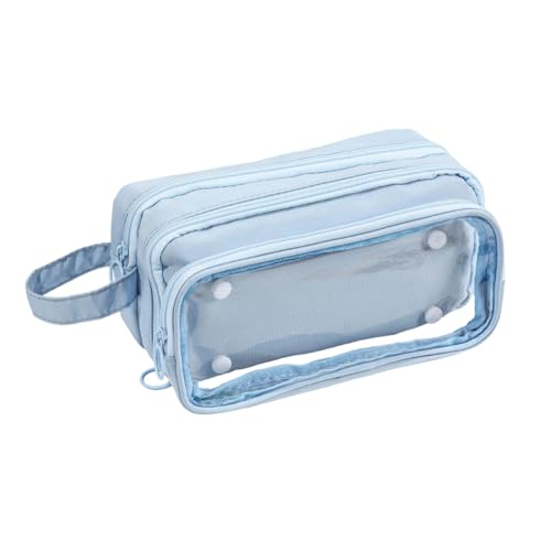 Sbshiouu Federmäppchen mit hoher Kapazität, mehrere Fächer, abnehmbare Stifttasche, Organizer, Reise-Make-up-Tasche, ästhetische Organizer, blau von Sbshiouu