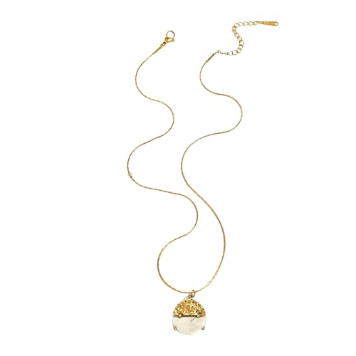 Sbshiouu Französisch inspirierte, verstellbare runde Anhänger-Halskette, elegant, Edelstahl, leichte Kette für Frauen, 395cm, Edelstahl von Sbshiouu