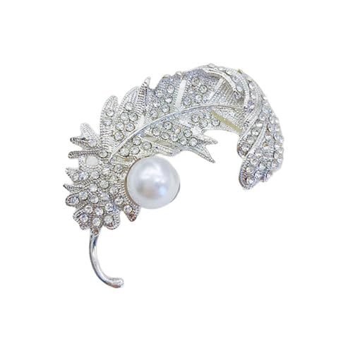 Sbshiouu Funkelnde Strass-Brosche, Feder-Brosche, Legierung, elegante Brosche, Legierung, Textur, Statement-Brosche für besondere von Sbshiouu