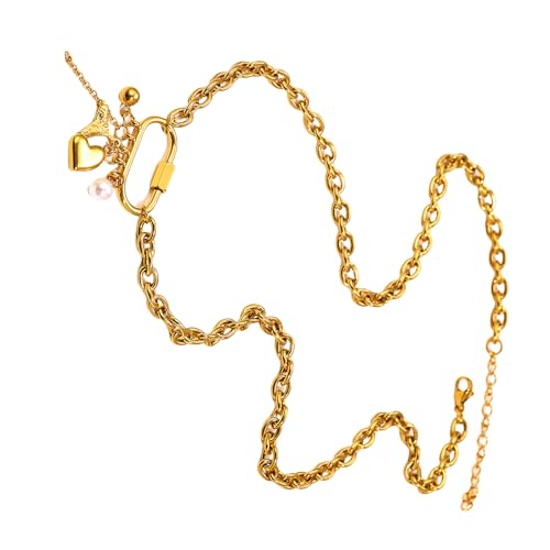 Sbshiouu Halskette mit Anhänger im Vintage-Stil, verstellbare Edelstahlkette, leicht, vielseitiger Schmuck, 495cm, Edelstahl von Sbshiouu